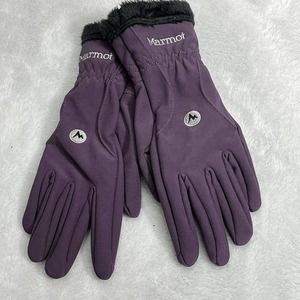 Marmot Gloves Womens Small Fuzzy Wuzzy Purple Black